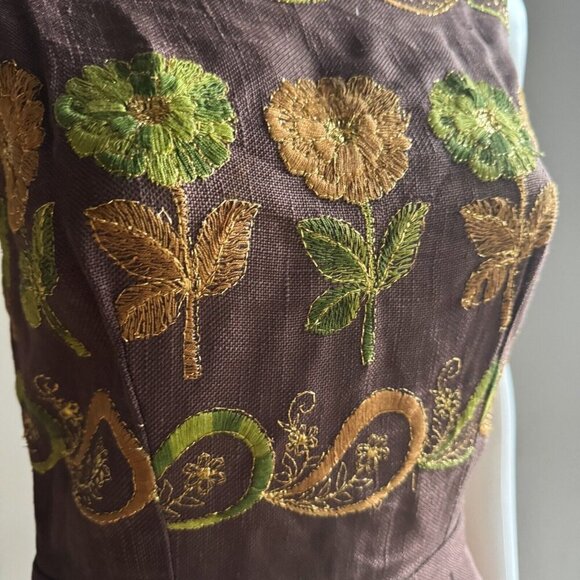 Vintage Wascheek Wien Austria Embroidered Sheath Dress S - Picture 3 of 9